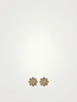 14K Gold Daisy Stud Earrings With Diamonds