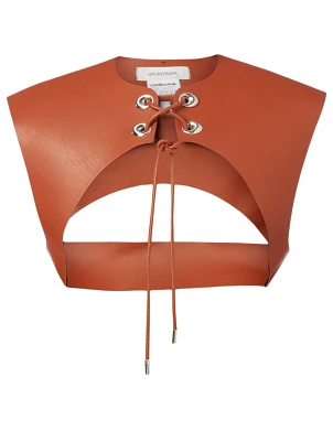 Faux Leather Laced Shrug