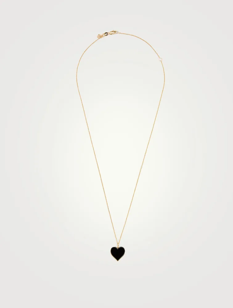 14K Gold Enamel Heart Necklace