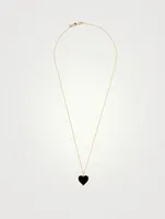 14K Gold Enamel Heart Necklace