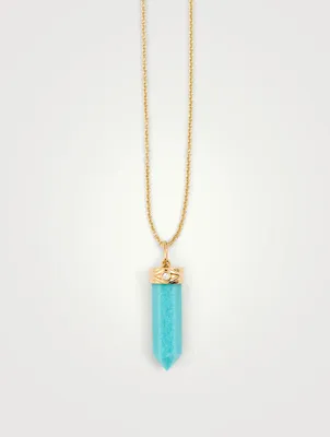 14K Gold Necklace With Turquoise And Diamond