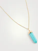 14K Gold Necklace With Turquoise And Diamond