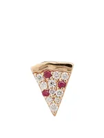 14K Gold Pizza Slice Earring With Diamonds And Rubies