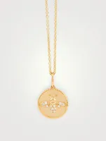 14K Gold Bee Coin Necklace With Diamonds