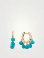 14K Gold Huggie Hoop Earrings With Turquoise