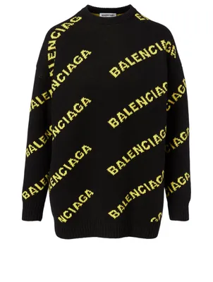 Wool Sweater Diagonal Logo Print