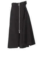 Cotton-Blend Asymmetric Midi Skirt