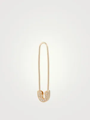 14K Safety Pin Left Earring With Diamonds