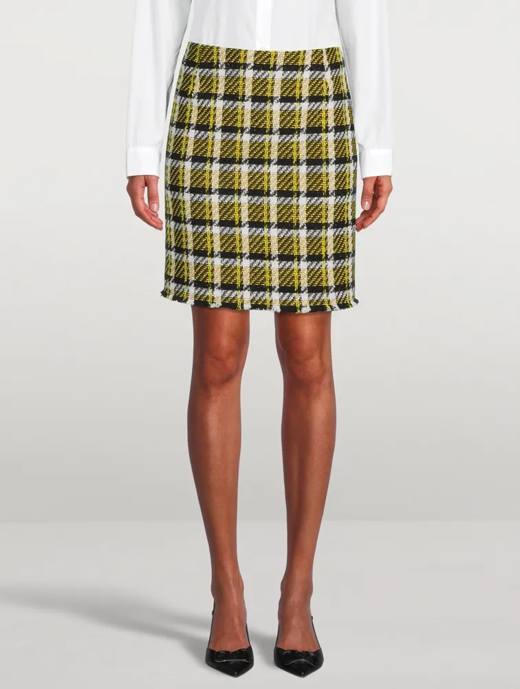 Tweed Mini Skirt Glen Check Print