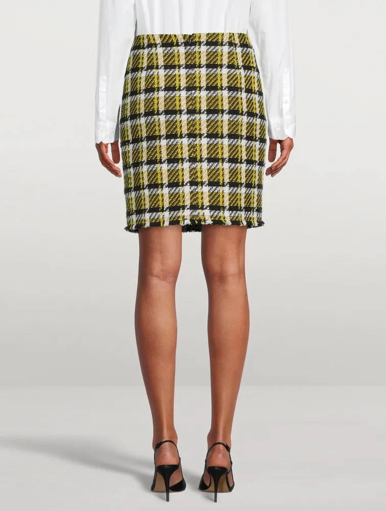 Tweed Mini Skirt Glen Check Print