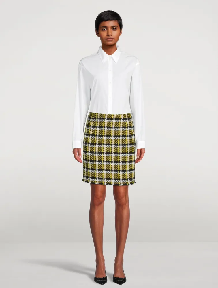 Tweed Mini Skirt Glen Check Print