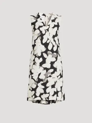V-Neck Sleeveless Shift Dress In Magnolia Print