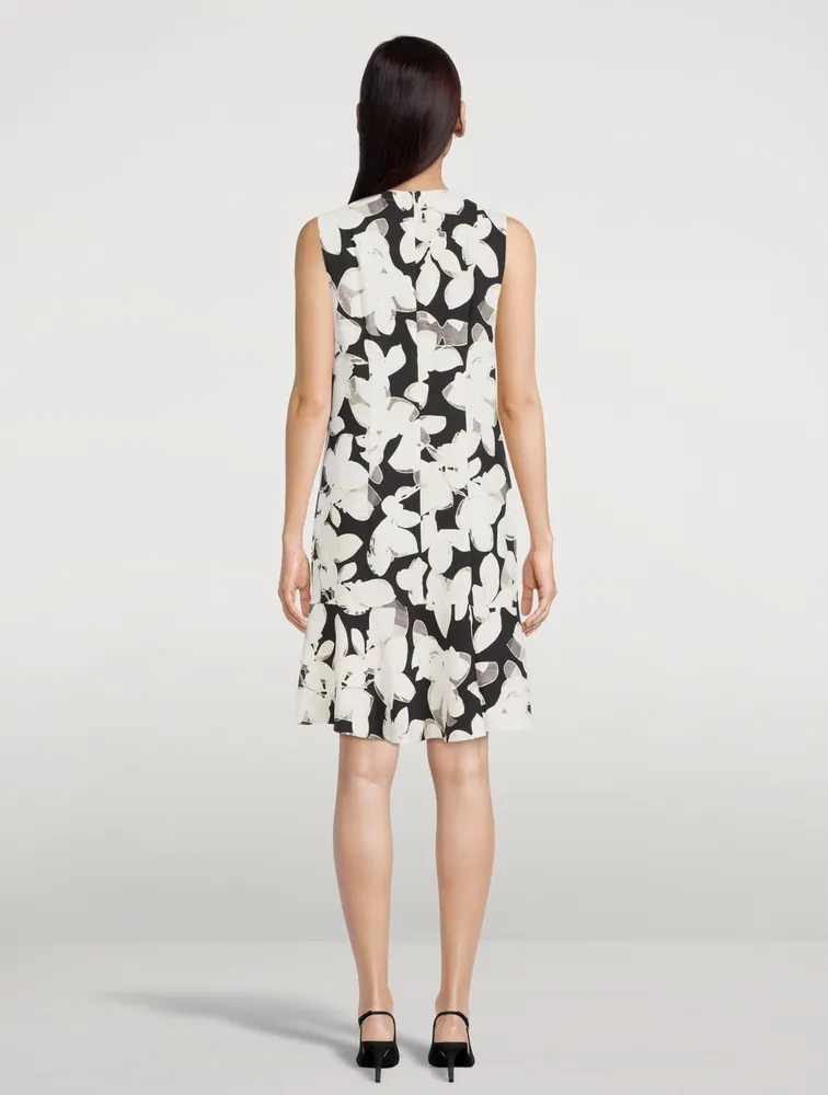 V-Neck Sleeveless Shift Dress Magnolia Print