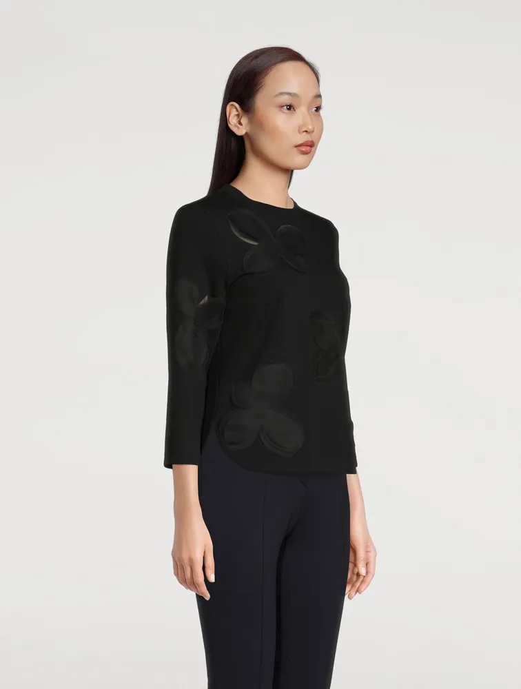 Magnolia Appliqué Three-Quarter Sleeve Jersey Top