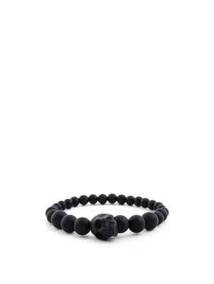 Matte Beaded Skull Bracelet