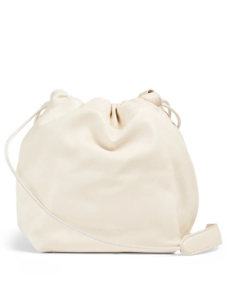 Small Leather Drawstring Crossbody Bag