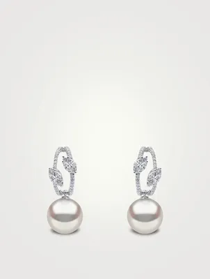 Starlight 18K White Gold South Sea Pearl Earrings With Diamonds