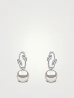 Starlight 18K White Gold South Sea Pearl Earrings With Diamonds