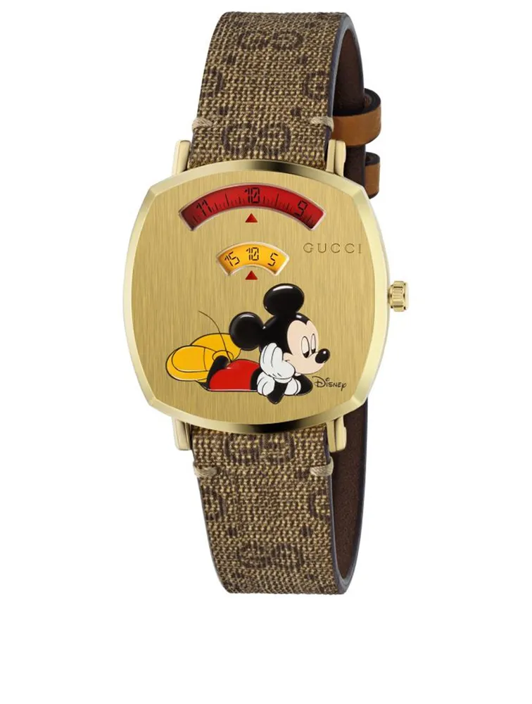 Gucci X Disney Grip Stainless Steel GG Supreme Strap Watch