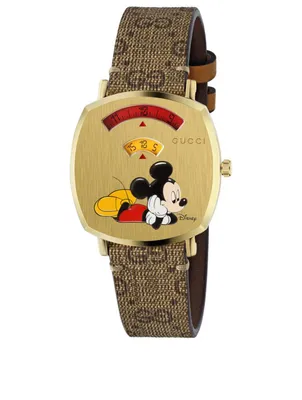 Gucci X Disney Grip Stainless Steel GG Supreme Strap Watch