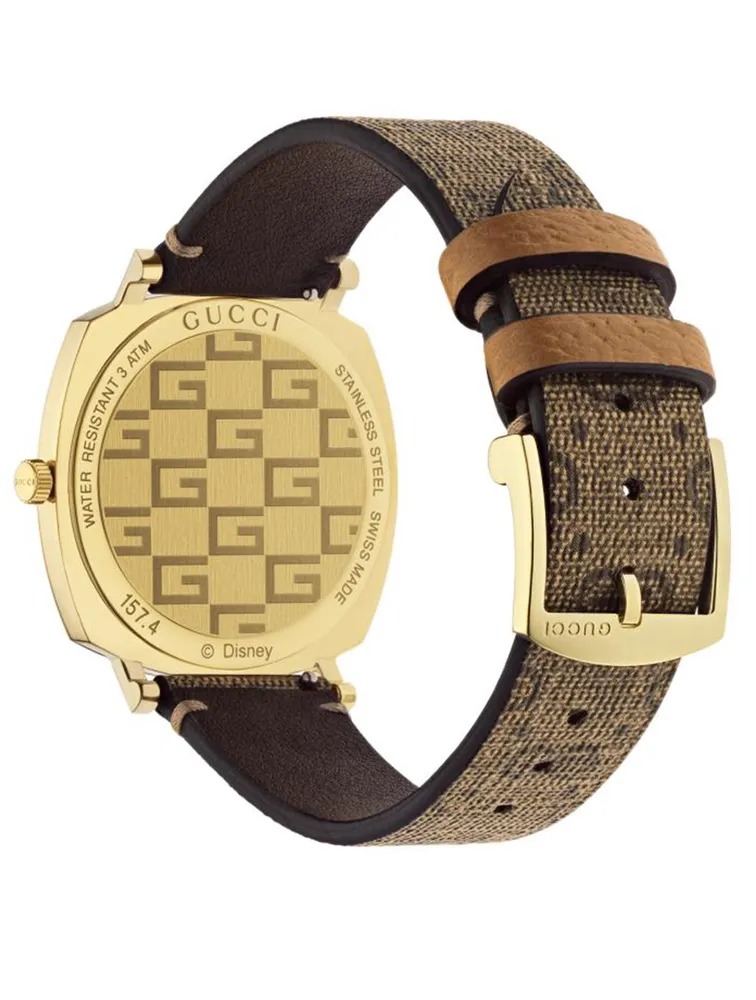Gucci X Disney Grip Stainless Steel GG Supreme Strap Watch
