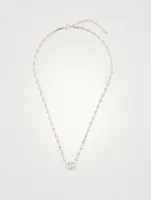 GG Running 18K White Gold Necklace With Pink Topaz