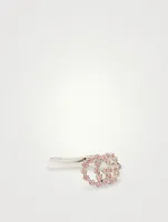GG Running 18K White Gold Ring With Pink Topaz