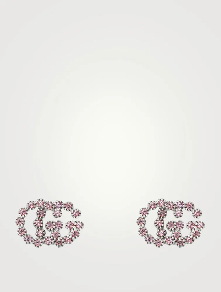 GG Running 18K White Gold Earrings With Pink Topaz