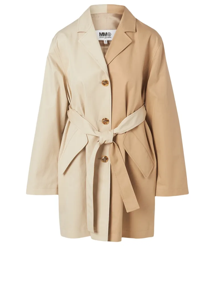 Cotton Two-Tone Trench Coat