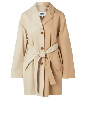Cotton Two-Tone Trench Coat