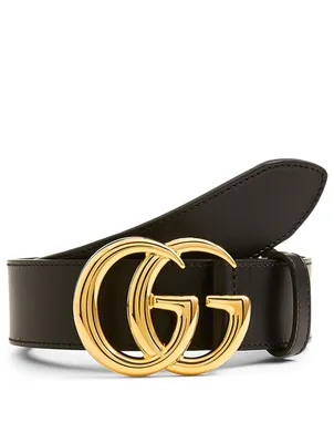 Leather Belt With Double G Buckle