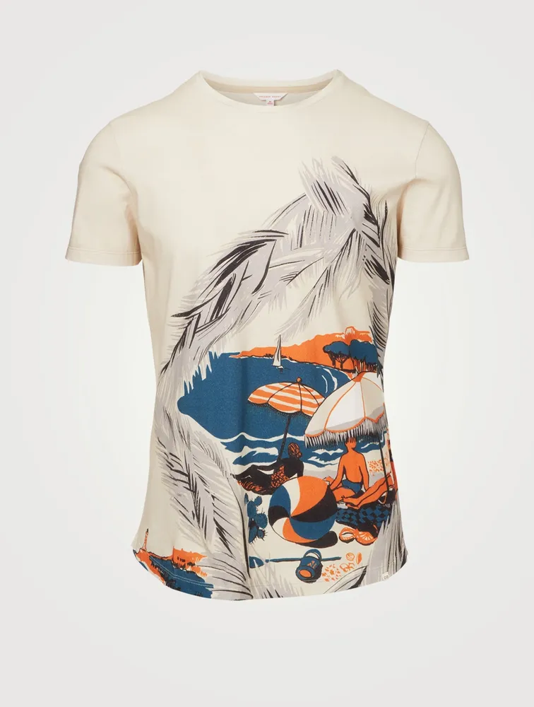 Tailored Crewneck T-Shirt Summer Scene Print