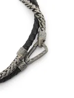 Lash Double Wrap Chain And Braided Leather Bracelet