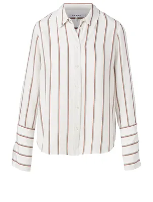Silk Pajama Blouse Striped Print