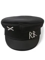 Satin Baker Boy Cap With Crystal Logo