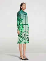 Silk Shirt Dress Leaf Print