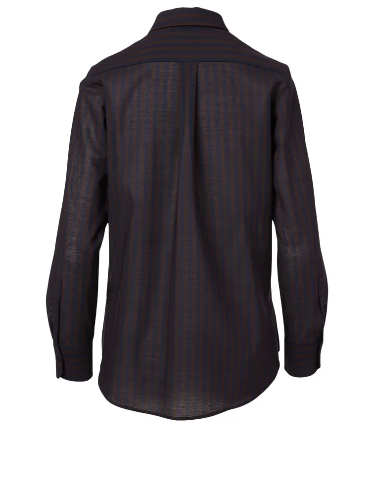Wool Long-Sleeve Shirt Striped Print