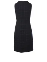 Wool Sleeveless A-Line Dress Plaid Print