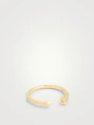 14K Gold Nail Ring With Diamond