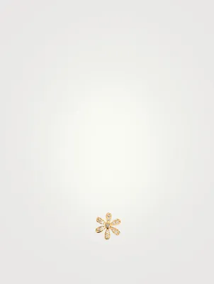 14K Gold Daisy Stud Earring With Diamonds