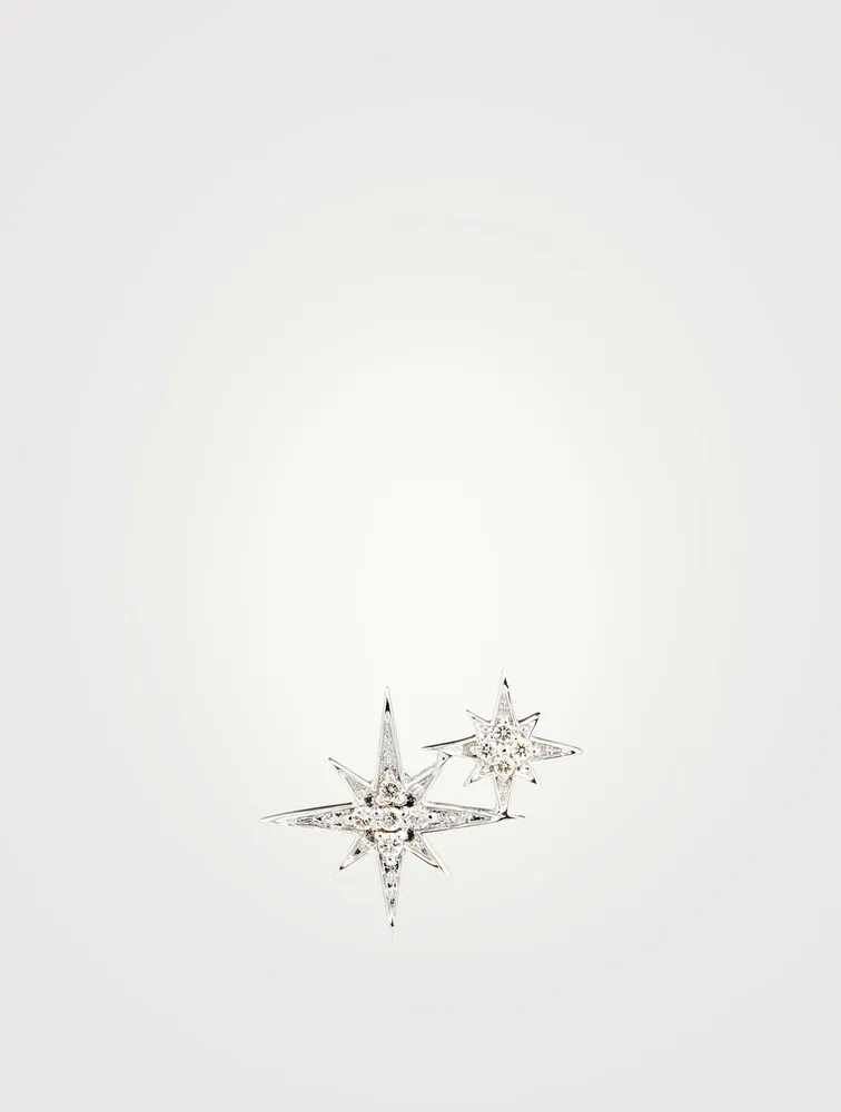 14K White Gold Starburst Stud Earring