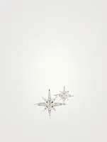 14K White Gold Starburst Stud Earring