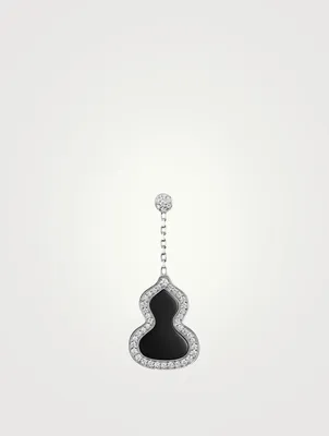 Small Wulu 18K White Gold Earring With Diamonds And Onyx