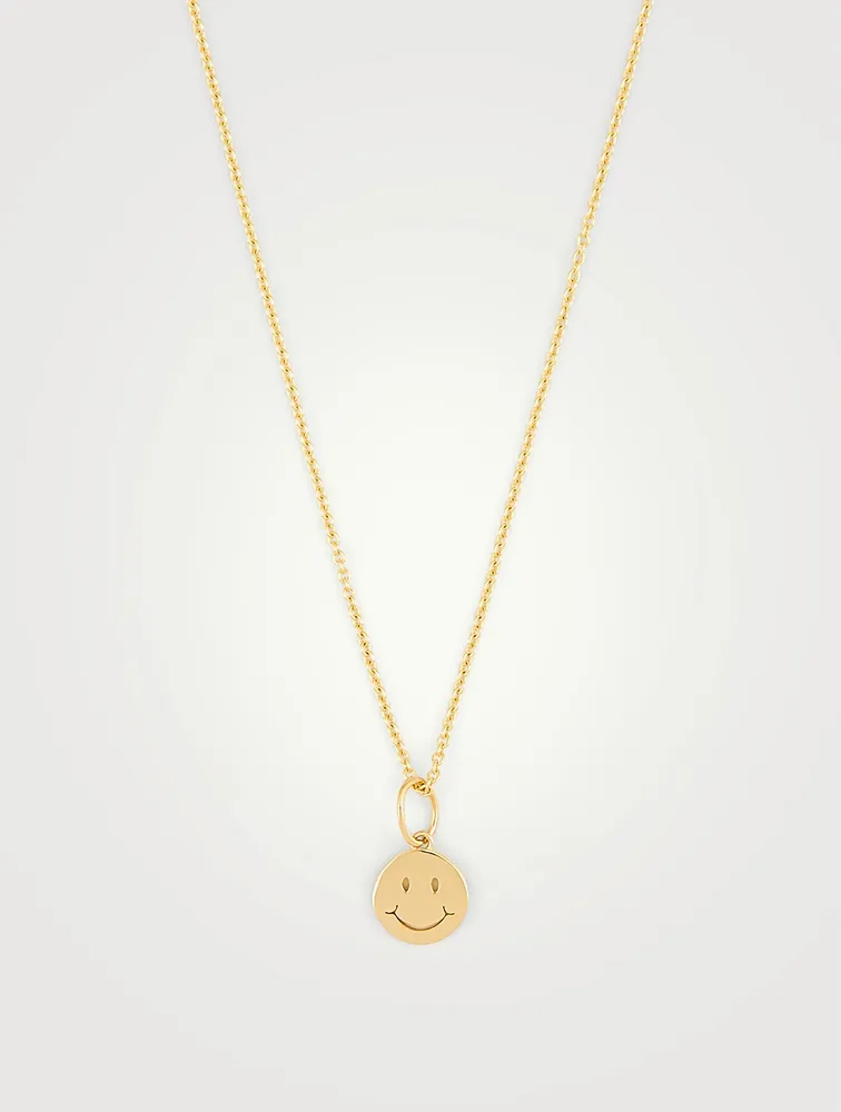 14K Gold Happy Face Necklace