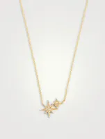 14K Gold Double Starburst Necklace With Diamonds