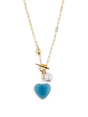 Heart Strings Necklace With Pearl And Aventurine