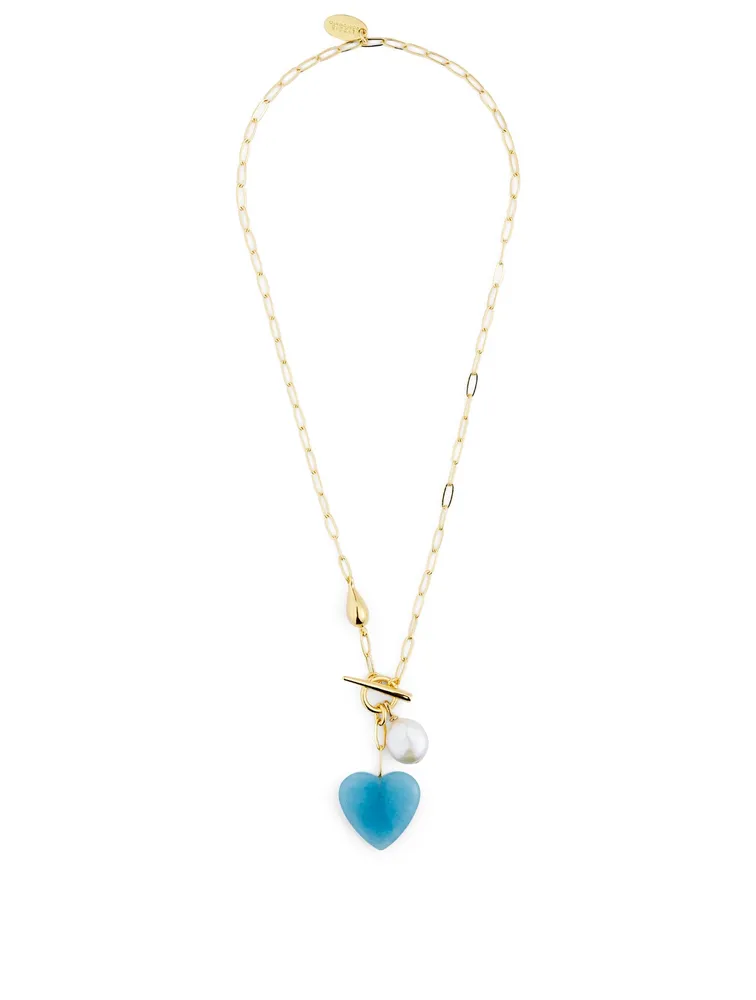 Heart Strings Necklace With Pearl And Aventurine