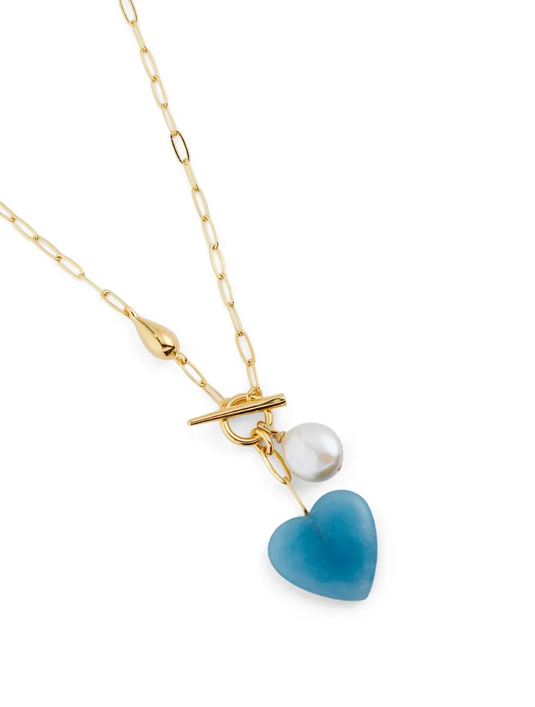 Heart Strings Necklace With Pearl And Aventurine