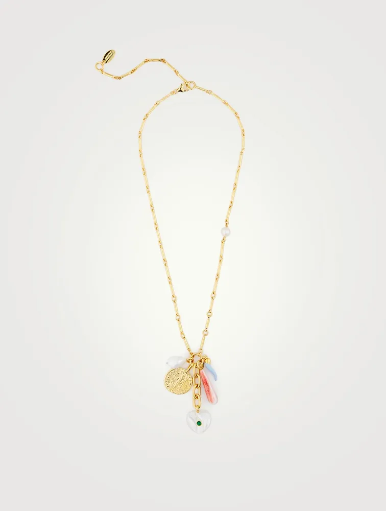 Amalfi Charm Necklace With Green Onyx And Pearls