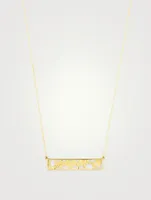 18K Gold Good Luck Bar Necklace With Diamonds